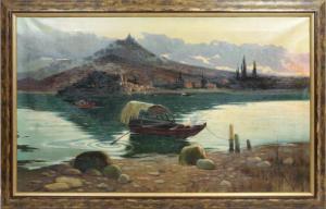 BALASCH MATEU Mateo 1870-1936,Barcas en el rio,Bonanova ES 2022-02-24