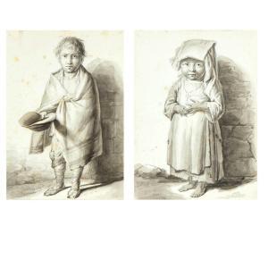 BALBI Filippo 1806-1890,rispettivamente un piccolo mendicante e una bam,1874/75,Bertolami Fine Arts 2022-06-09