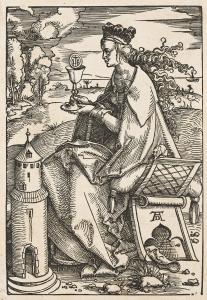 BALDUNG GRIEN Hans Gmund 1476-1545,St. Barbara,1505,Swann Galleries US 2024-04-18