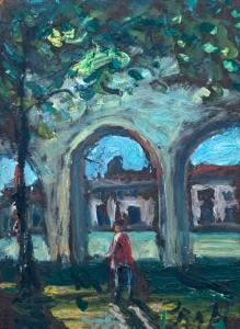 BALDWIN PRATT SAMUEL 1903-1999,Courtyard,1945,Burchard US 2020-04-19