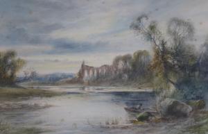 BALDWYN Charles Henry C 1859-1943,River landscape with abbey ruins,1912,Gorringes GB 2023-02-13