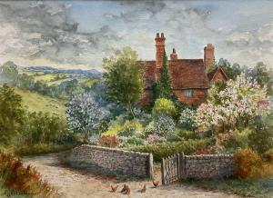 BALDWYN CHARLES HENRY CLIFFORD 1859-1943,Country Cottage with Chicken,Duggleby Stephenson (of York) 2022-12-08