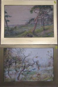 BALDWYN CHARLES HENRY CLIFFORD 1859-1943,sheep in landscape and magpies flying throu,Serrell Philip 2023-01-12