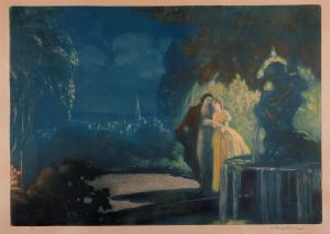 BALESTRIERI Lionello 1872-1958,Couple devant lafontaine,Dogny Auction CH 2011-04-12