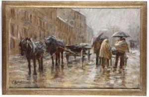 BALESTRINI Carlo 1868-1922,Viale con cavalli e calesse,Cambi IT 2022-05-19