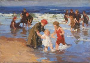 BALIKOV Youri 1924-2003,Enfants se baignant à la mer,Horta BE 2019-09-09
