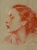 BALINT Gyula 1884-1956,profile of a woman in red,Charterhouse GB 2017-04-20