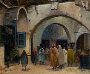 BALKÉ Théodore Charles 1875-1951,Souk à Tunis,1912,Millon & Associés FR 2023-06-16