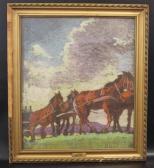 BALLA Géza 1882-1946,HORSE TEAM,Apple Tree Auction Center US 2017-06-01