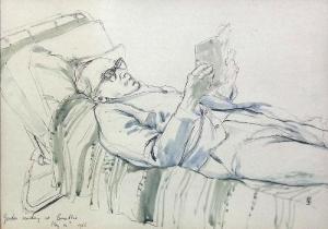 BALLANTYNE Rachel M 1900-1900,Gordon Reading at Benathio,1966,Canterbury Auction GB 2012-02-14