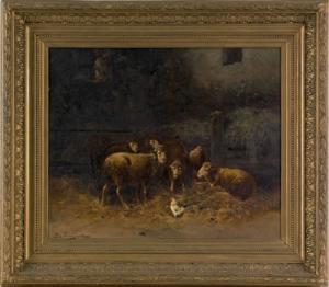 BALLIGUANT J,barn scene with sheep,19th century,Pook & Pook US 2008-03-21