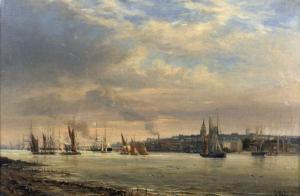 BALLIN Auguste 1842-1885,Shipping on a River,1875,John Nicholson GB 2020-06-12