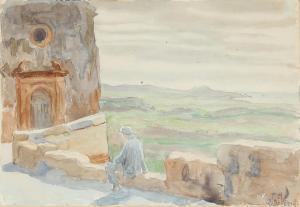BALLING Ole Peter Hansen,A view from the city wall of Agrigento,1928,Bruun Rasmussen 2022-11-14