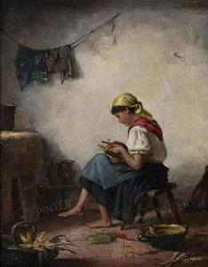 BALLO Ede 1859-1963,Carrot Peeling Girl,1885,Pinter HU 2024-02-28