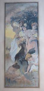 BALLURIAU Paul 1860-1917,Cinq femmes avec une chèvre,Eric Caudron FR 2021-03-10