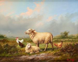 BALS Hilaire 1940,Coq, poules et moutons,Horta BE 2023-01-23