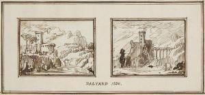 BALTARD Victor 1805-1874,Vue d'un château fort sur des rochers,Ader FR 2012-03-29