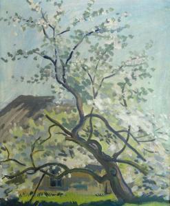 BALTGAILIS Karlis 1893-1979,Flowering apple tree,1950,Antonija LV 2020-09-06