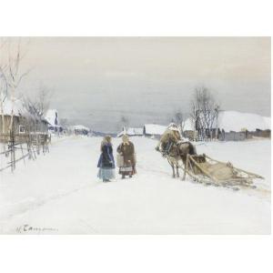 BALUNIN Mikhail Abramovich 1875-1939,VILLAGE IN WINTER,Sotheby's GB 2010-11-30