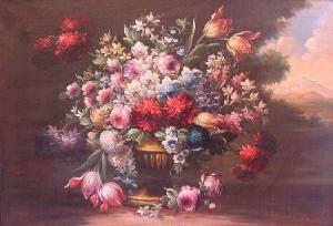BAMBI A 1800-1800,STILL LIFE WITH FLOWERS WITH A LANDSCAPE IN THE DI,Lyon & Turnbull GB 2007-01-18