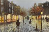 BAMPFIELD John 1947,Figures in a French street at dusk,Mallams GB 2022-07-17