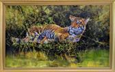 BAMRAH Dharbinder Singh 1956-2007,tiger lying by a pool,1989,Ewbank Auctions GB 2014-02-26