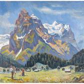 BANDI Hans 1896-1973,Well- und Wetterhorn von der Rosenlaui aus,Dobiaschofsky CH 2013-05-15