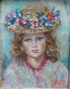 BANGUY de Anna 1900-1900,Jeune fille au chapeau de fleurs,Millon & Associés FR 2017-11-17