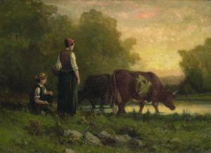 BANNISTER Edward Mitchell 1828-1901,Cows at the Watering Hole,1880,Bonhams GB 2023-05-25