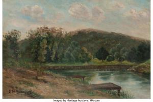 BANNISTER Edward Mitchell 1828-1901,Docks on the Lakes,Heritage US 2023-11-21