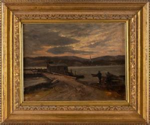 BANNISTER Edward Mitchell,Twilight New England coastal landscape with fisher,Eldred's 2023-07-28