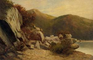 BANNISTER Edward Mitchell 1828-1901,Untitled (Rock Study with Clam Diggers, Rh,1840,Swann Galleries 2018-04-05