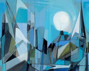 BANNON Charles George 1919-1993,Moon Over The City,1959,Elder Fine Art AU 2021-09-06