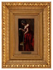 BANTI Cristiano 1824-1904,Signora in rosso,Casa d'Aste Santa Giulia IT 2023-05-27