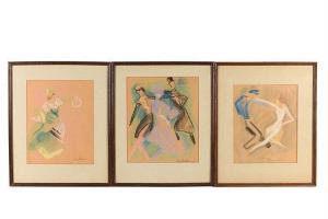 BANTZINGER Cornelis A.B., Cees 1914-1985,Drie werken van dansende figuren,Zeeuws NL 2016-06-09