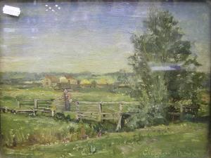 BANUGA Clappore,Frenchpastoral scene with figure beside a fence,Andrew Smith and Son 2008-06-10