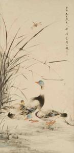 BAO LUNG Yan 1900-1900,Depicting ducks and dragonfly in a marsh,Eldred's US 2009-04-21
