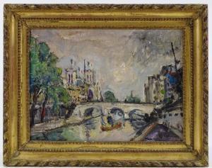 BAPTISTE Jean 1900,impressionist view on the Seine,Burstow and Hewett GB 2019-02-20