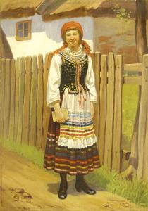 BARAŃSKI Jan Władysław 1800-1900,Kobieta w stroju ludowym,Desa Unicum PL 2004-11-04