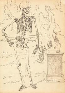 BARABANDY Richard,Squelette devant une sculpture,1891,AuctionArt - Rémy Le Fur & Associés 2020-04-17