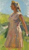 BARANCHEEV Mikail 1920-1996,Porträt einer Frau auf dem Land (Ent,1959,Jeschke-Greve-Hauff-Van Vliet 2009-11-06