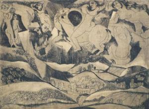 BARANOWSKA Janina 1925,Mythical landscape with celestial figures and hors,1969,Rosebery's 2018-08-03