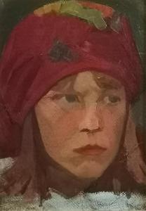 BARBACKI Boleslaw 1891-1941,Portret dziewczynki w berecie,1937,Rempex PL 2021-06-30