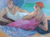 Barbara Gallagher,two females lounging at the beach,20th century,Ripley Auctions 2007-07-29