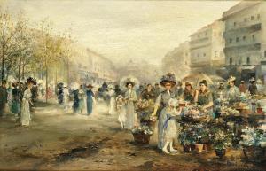 BARBARINI Emil 1855-1933,A flower market in Paris,Palais Dorotheum AT 2024-02-21