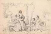 BARBARINI Franz 1804-1873,A mother and her children in an arbor,Palais Dorotheum AT 2009-06-16