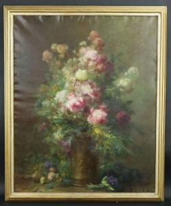 BARBAUD KOCH Marthe Élisabeth 1862-1928,Roses, mimosas et violettes,1919,Auxerre Enchères 2024-04-07