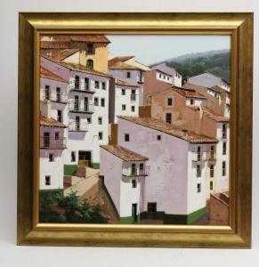 BARBERA Jose 1948,Spanish Hillside Village,Hartleys Auctioneers and Valuers GB 2022-09-14