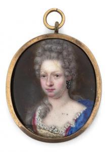 BARBETTE Josias 1657-1732,Portrait einer jungen Dame in rot-blauem Kleid,1697,Nagel DE 2019-10-16