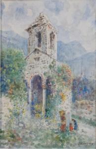 BARBIERI Alessandro 1850-1931,Paesaggio con figure,Errico casa d'aste IT 2021-06-12
